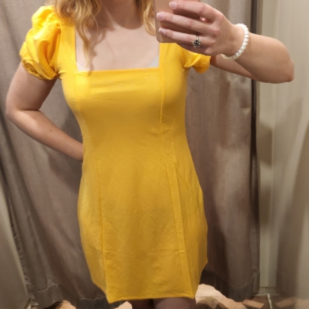 Mango Flowy puffed-sleeve dress, Size 6 - Picture 6 of 6